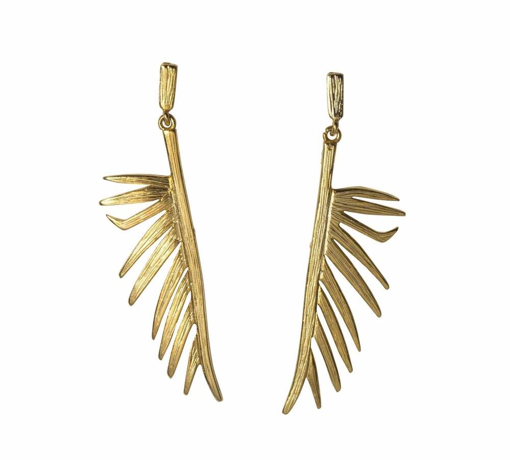 NEW GOLDBUG COLLECTION women's split palmetto frond earring in gold